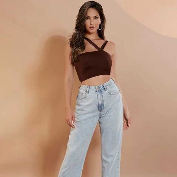 Asymmetrical Solid Crop Top - Picture 4 of 5